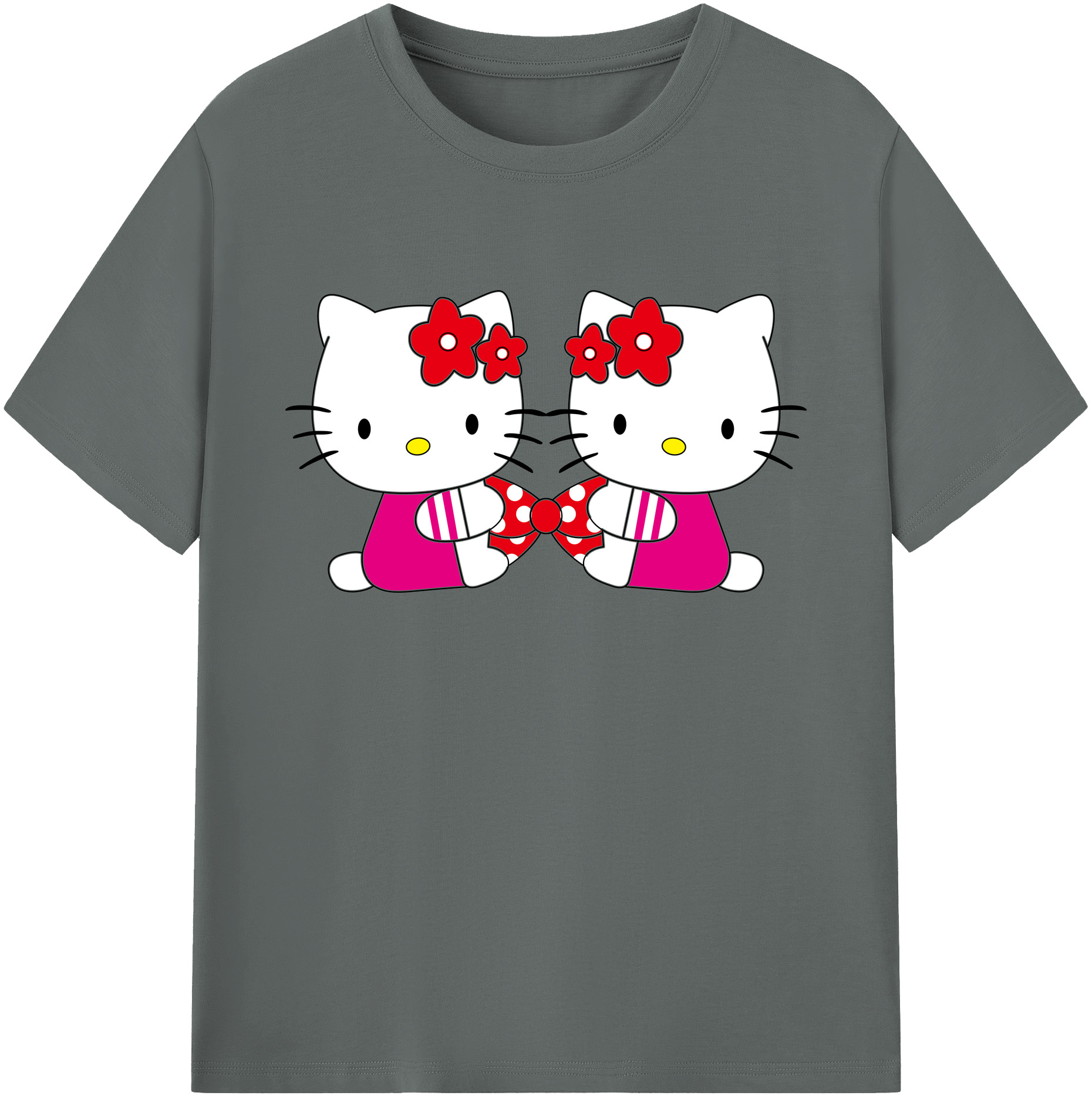 （画像用） Hello Kitty ハローキティ 綿100％ メンズ半袖Tシャツ｜肌触りやわらか＆通気性